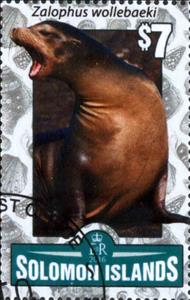 Stamp, Zalophus wollebaeki, Solomon Islands,  , Animals (Fauna), Seals (Animals)