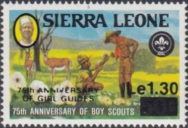 Stamp, Surcharged, Sierra Leone,  , Animals (Fauna), Scouting