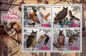 Mini Sheet, Owls, Cinderellas,  , Animals (Fauna), Birds, Birds of Prey, Owls