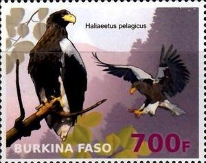 Stamp, Haliaeetus pelagicus, Cinderellas,  , Animals (Fauna), Birds, Birds of Prey, Eagles