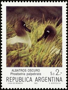 Stamp, Light-mantles Albatross (Phoebetria palpebrata), Argentina,  , Animals (Fauna), Birds