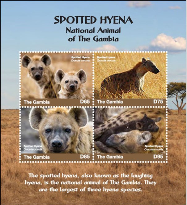 Souvenir Sheet: National Animal of Gambia : Spotted Hyena (Gambia 2018