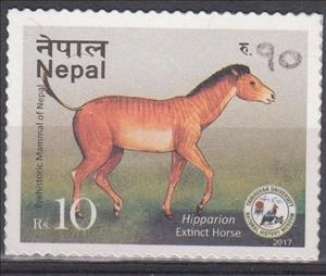 Stamp, Prehistoric Fauna discovered in Nepal, Nepal,  , Animals (Fauna), Horses, Mammals, Prehistorical Animals