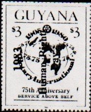 Stamp, On $3 Rotary Anniversary Emblem, Guyana,  , Human Rights, Rotary