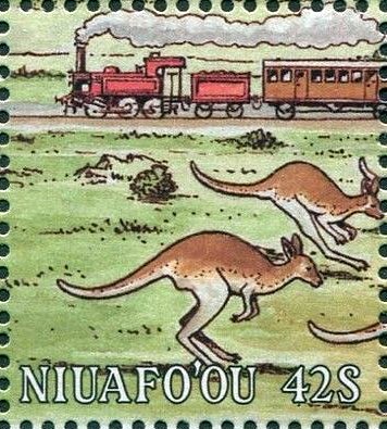 Fleeing cangaroos & train