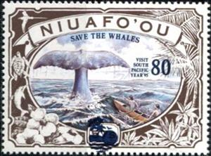 Stamp, Diving whale, Niuafo'ou,  , Environment Protection, Tourism, Whales