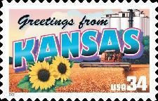 Stamp, Greetings from Kansas, United States of America,  