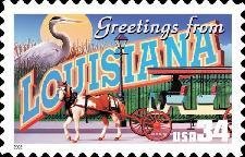 Stamp, Greetings from Louisiana, United States of America,  , Birds, Animals (Fauna)