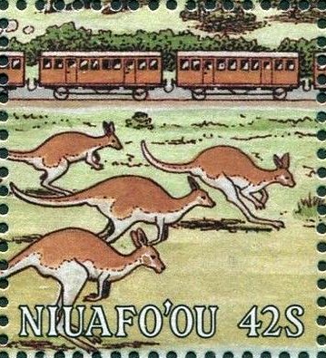Fleeing cangaroos & train