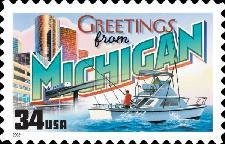 Stamp, Greetings from Michigan, United States of America,  