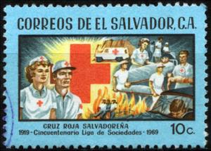 Stamp, 50th anniversary of League of Red Cross Societies, El Salvador,  , Red Cross and Red Crescent