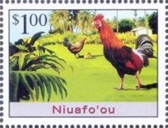 Stamp, Year of the Rooster, Niuafo'ou,  , Animals (Fauna), Birds, Chinese New Year