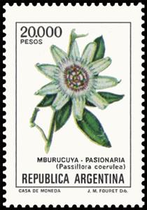 Stamp, Mburucuyà (Passiflora coerules), Argentina,  , Flowers, Plants (Flora)