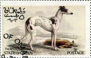 Stamp, The British Greyhound, Cinderellas,  , Animals (Fauna), Dogs