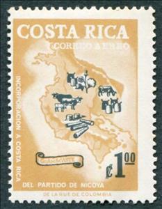 Stamp, Map showing local products, Costa Rica,  , Maps