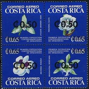 Se-tenant, Orchids surcharged, Costa Rica,  , Flowers, Orchids