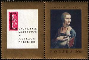 Se-tenant, Lady with the Ermine, by Leonardo da Vinci, Poland,  , Paintings