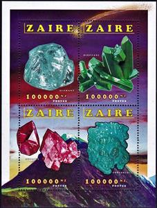 Mini Sheet, Various Minerals, Zaire,  , Minerals