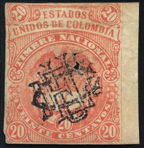 Revenue Stamp, Coat of arms, Surcharged, Colombia,  , Coats of Arms