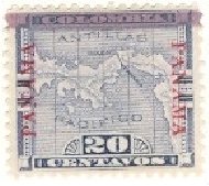 Stamp, Overprint and Bar, Panama,  , Letters (Alphabet), Maps