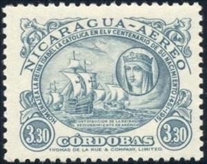 Stamp, Queen Isabella and Sailing ships, Nicaragua,  , Queens