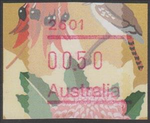 Stamp, ATM Stamp - Native Flora & Fauna (Desert Pea & Kookaburra), Australia,  , Birds, Flowers, Kingfishers