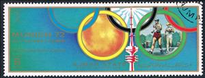 Stamp, Marathon, Ajman,  , Athletes, Athletics, Olympic Games, Running, Sports, Summer