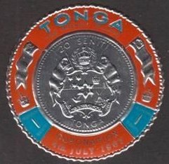 Stamp, Coin - King, Tonga,  , Coats of Arms, Coins, Round Stamps