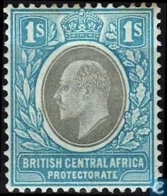 Stamp, King Edward VII, British Central Africa,  , Crowns and Coronets, Famous People, Heads of State, Kings, Men, Royalty