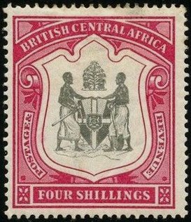 Stamp, Coat of Arms of BCA (white background), British Central Africa,  , Coats of Arms