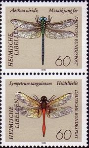 Se-tenant, Dragonflies, Germany, Federal Republic,  , Animals (Fauna), Dragonflies, Insects
