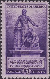 Stamp, Emancipation Monument; Lincoln and Kneeling Slave, by Thomas, United States of America,  