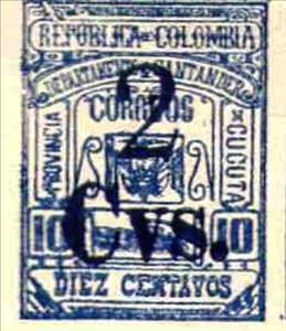 Stamp, 1904 Stamp overprinted, Colombia,  , Coats of Arms, Locomotives