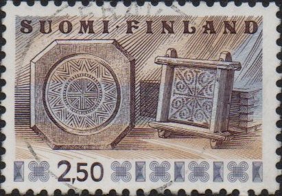 Stamp, Cheese forms (wood carving) - perf 11¾, Finland,  , Crafts, Folklore, Food, Sculptures