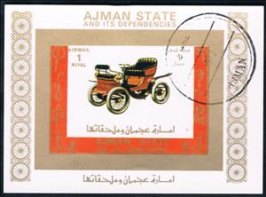 Souvenir Sheet, Old and racing cars, Ajman,  , Cars