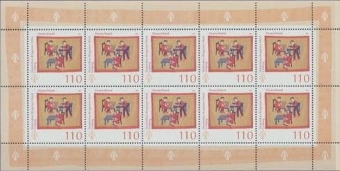 Mini Sheet, Dominikus-Ringeisen work, Germany, Federal Republic,  , Anniversaries and Jubilees, Crafts, Disabled
