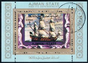 Souvenir Sheet, Sailing Ship, Ajman,  , Ships