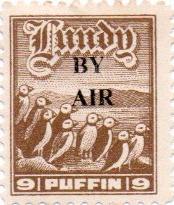 9 Puffin overprinted "BY AIR"