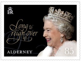 Stamp, 65th Anniversary of the reign of Queen Elizabeth II, Alderney,  , Anniversaries and Jubilees, Crowns and Coronets, Heads of State, Queens, Royalty, Women