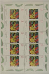Mini Sheet, Painting by Max Pechstein, Germany, Federal Republic,  , Art, Famous People, Nudes, Painters, Paintings
