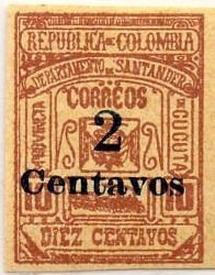 Stamp, 1905 Stamp overprinted, Colombia,  , Coats of Arms, Locomotives