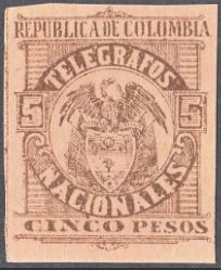 Stamp, Coat of Arms, Colombia,  , Coats of Arms, Telegraphy