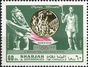 Stamp, B. Beamon, USA, long jump, Sharjah,  , Olympic Games