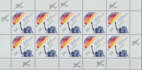 Mini Sheet, End blockade Berlin, Germany, Federal Republic,  , Anniversaries and Jubilees, Commemoration, Flags