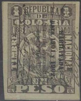 Revenue Stamp, Arms Surcharged, Colombia,  , Coats of Arms
