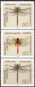 Se-tenant, Dragonflies, Germany, Federal Republic,  , Animals (Fauna), Dragonflies, Insects