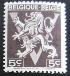 Stamp, Heraldic Lion with V - discount, Belgium,  , Coats of Arms, Heraldic Animals, Лев