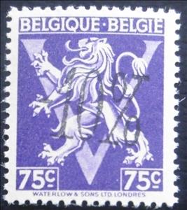 Stamp, Heraldic Lion with V - discount, Belgium,  , Coats of Arms, Heraldic Animals, Лев