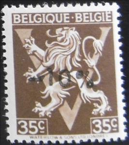 Stamp, Heraldic Lion with V - discount, Belgium,  , Coats of Arms, Heraldic Animals, Лев
