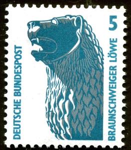 Stamp, Lion statue, Brunswick, Germany, Federal Republic,  , Animals (Fauna), Лев, Mammals, Sculptures